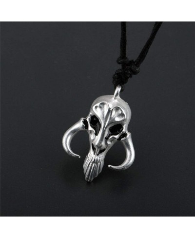 Mandalorian Mythosaur Skull Silver Pendant Necklace $11.06 Pendant Necklaces