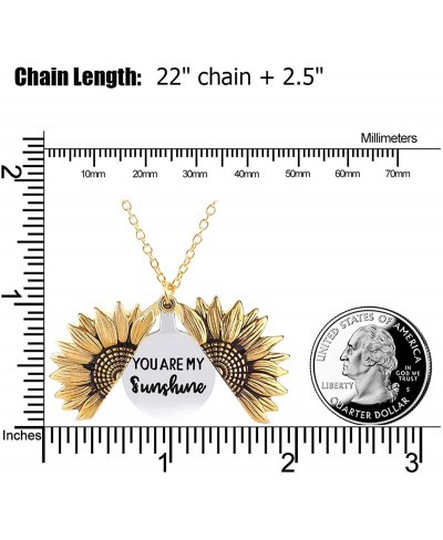 You Are My Sunshine Necklace Sunflower Necklace for Women Girls 2-Side Version Engraved Inspirational Message Necklaces Penda...