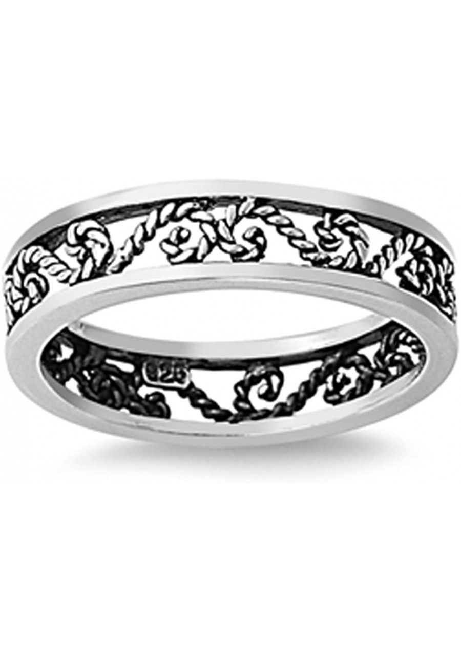 Antiqued Infinity Rope Chain Knot Ring New .925 Sterling Silver Band Sizes 4-12 $18.24 Bands