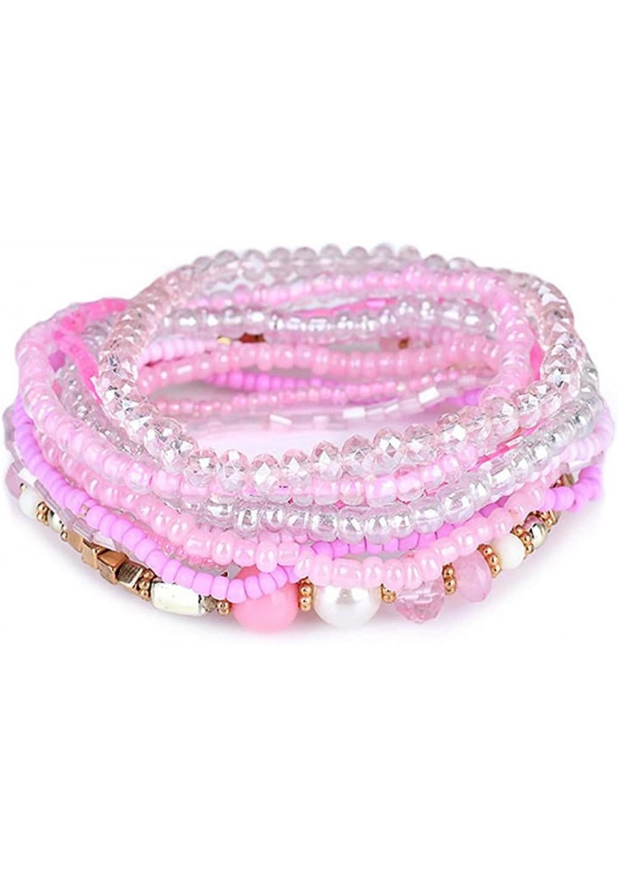 10pcs/set Boho Multilayer Stackable Bracelets Crystal Beaded Bracelets Set Multicolor Bohemian Handmade Beaded Bracelets Stra...