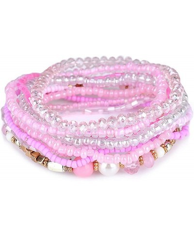 10pcs/set Boho Multilayer Stackable Bracelets Crystal Beaded Bracelets Set Multicolor Bohemian Handmade Beaded Bracelets Stra...