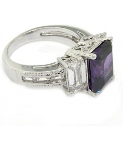 Classic Promise Ring w/Rectangular Amethyst & White CZs $15.17 Promise Rings