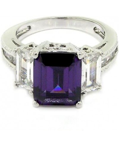 Classic Promise Ring w/Rectangular Amethyst & White CZs $15.17 Promise Rings