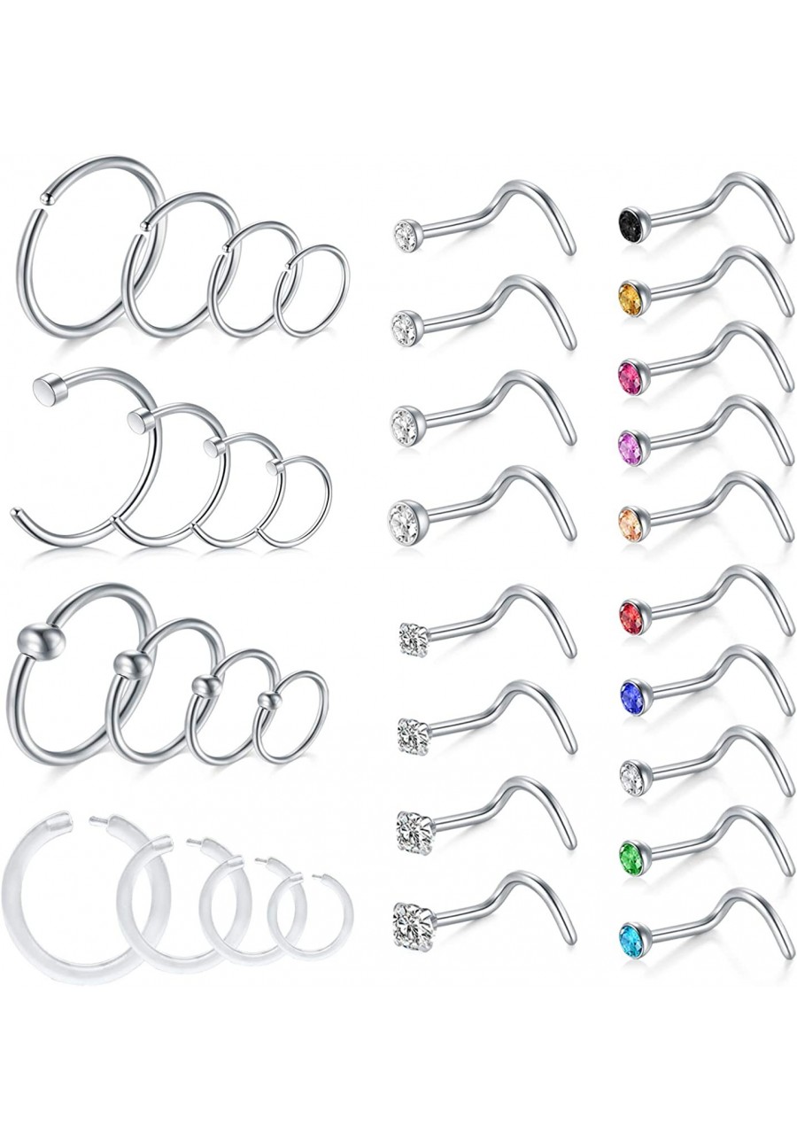 18G Nose Rings for Women Nose Rings Studs Stainless Steel L-Shaped Nose Studs Screw Nose Piercing Jewelry $14.95 Piercing Jew...