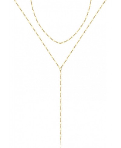 Gold Long Layered Necklaces for Women 14K Gold Plated Simple Y Necklaces for Women Trendy Dainty Gold Lariat Chain Necklaces ...