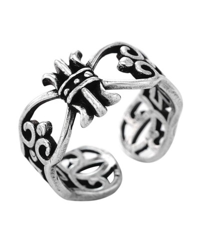 Retro Stainless Steel Rings Vintage Silver Criss Cross Hollow Statement Band Ring Adjustable Open Rings Jewelry for Women and...