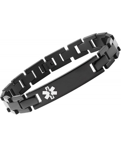 Titanium Medical Alert Bracelets for Men Women Black Medical id Bracelets $40.60 Identification