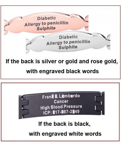 Titanium Medical Alert Bracelets for Men Women Black Medical id Bracelets $40.60 Identification