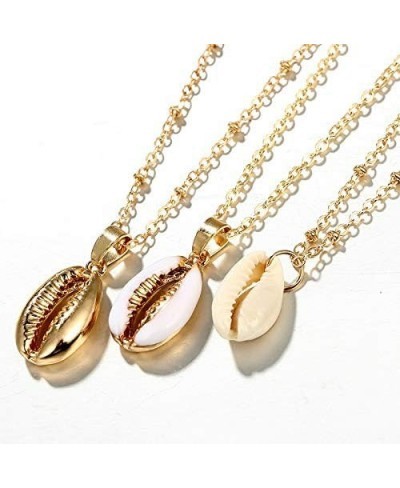 Gold Plated Vintage Seashell Necklace 3 Layered Chain Beach Necklace Fashion Boho Jewelry for Women Girls $11.19 Chains