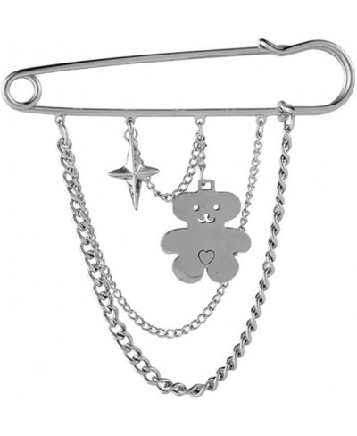 Ladies Cute Bear Brooch Double Chain Smiley Face Buckle Pin $17.27 Brooches & Pins