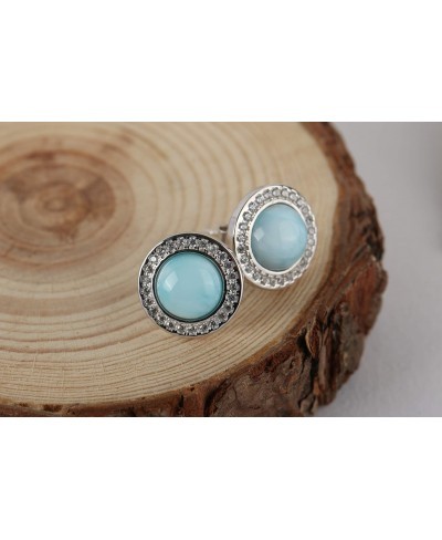 925 Sterling Silver Necklace Larimar Eearrings Natural Gemstones Women Jewelry Sets 14k White Gold Plated 18”Silver Chain $44...