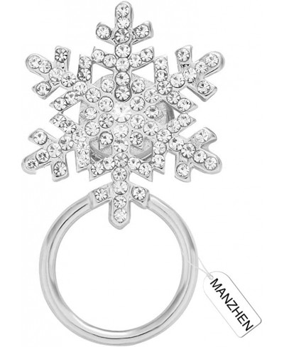 Delicate Clear Crystal Winter Snowflake Flower Magnetic Eyeglass Holder Christams Jewelry $8.46 Brooches & Pins