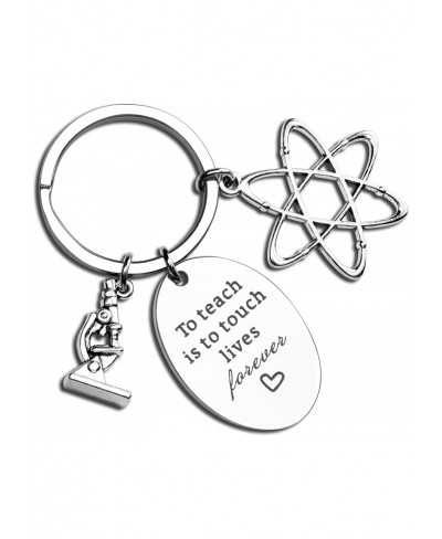 Science Teacher Gift To Teach Is To Touch Lives Forever Keychain Chemistry Science Jewelry Atom Microscope Keychain $10.64 Pe...