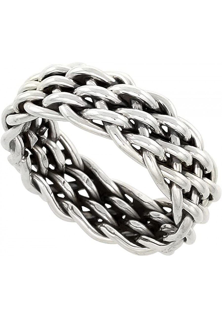 Sterling Silver Wire Braided Ring Handmade 3/8 inch Wide $30.04 Bands