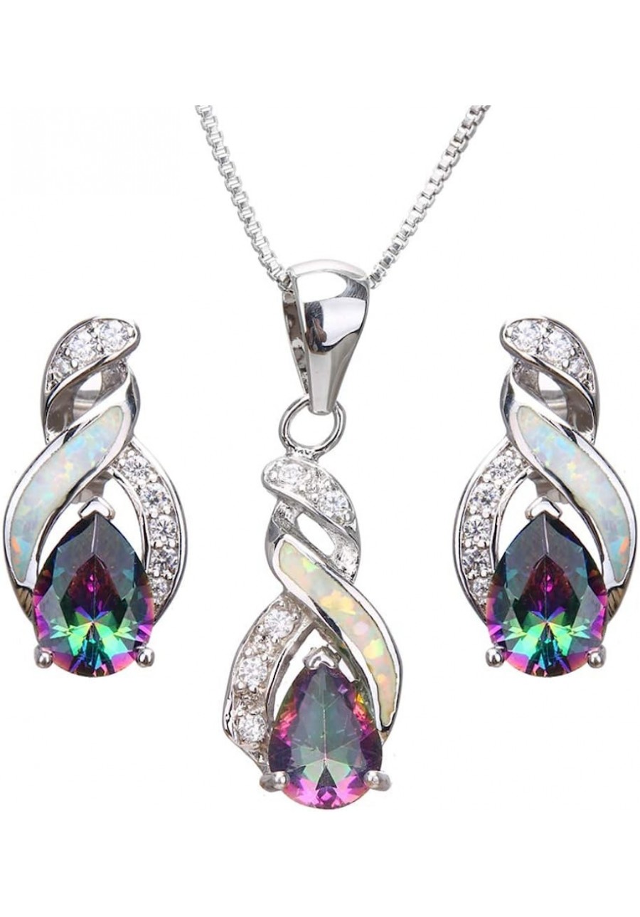 Jewelry Sets Australian Created Opal Necklace Earrings Mother's Day Gifts Jewelry for Mom (JS1) $22.82 Jewelry Sets