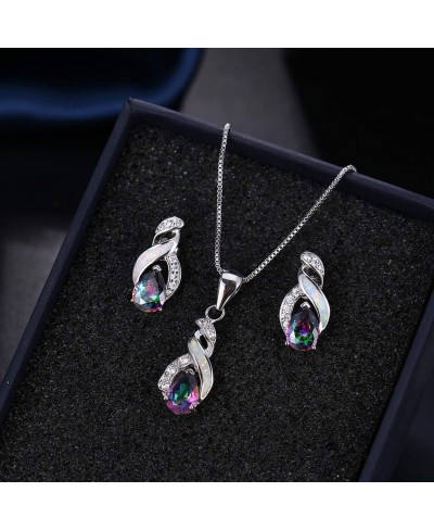 Jewelry Sets Australian Created Opal Necklace Earrings Mother's Day Gifts Jewelry for Mom (JS1) $22.82 Jewelry Sets