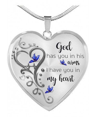 Memorial Necklace in Memory of Jewelry Gift Remembering Loss of One You Loved God Has You In His Arms I Have You In My Heart ...