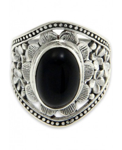 Onyx .925 Sterling Silver Floral Cocktail Ring Frangipani Mystery' $55.07 Statement