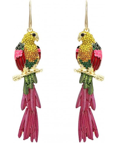 Parrot Earrings for Women Big Zircon Drop Dangle Earrings Hypoallergenic Long Boho Animal Earrings for Girls Gifts for Bird L...