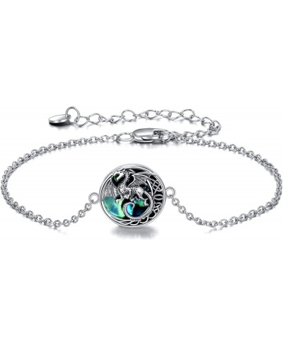 Dragon/Phoenix Bracelet Sterling Silver Abalone Shell Dragon Phoenix Jewelry Gifts for Women Girls $22.44 Link