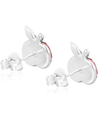 Plump Red Apple Cubic Zirconia .925 Sterling Silver Stud Earrings Classic Stud Earrings for Women Fruit Earrings $16.60 Stud