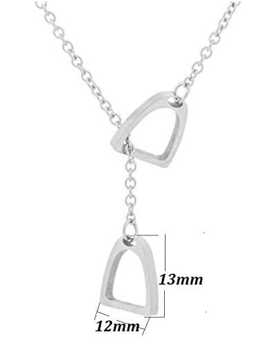 Lucky Horse Shoe Necklaces Equestrian Double Horse Stirrups Lariat Y Necklaces Pendant for Women Gift $10.00 Y-Necklaces