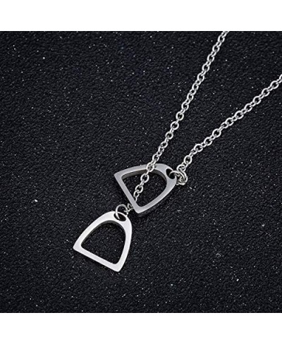 Lucky Horse Shoe Necklaces Equestrian Double Horse Stirrups Lariat Y Necklaces Pendant for Women Gift $10.00 Y-Necklaces