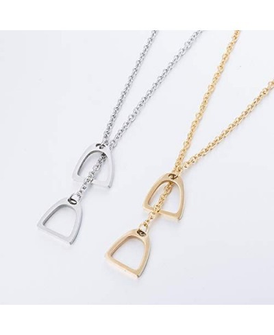 Lucky Horse Shoe Necklaces Equestrian Double Horse Stirrups Lariat Y Necklaces Pendant for Women Gift $10.00 Y-Necklaces