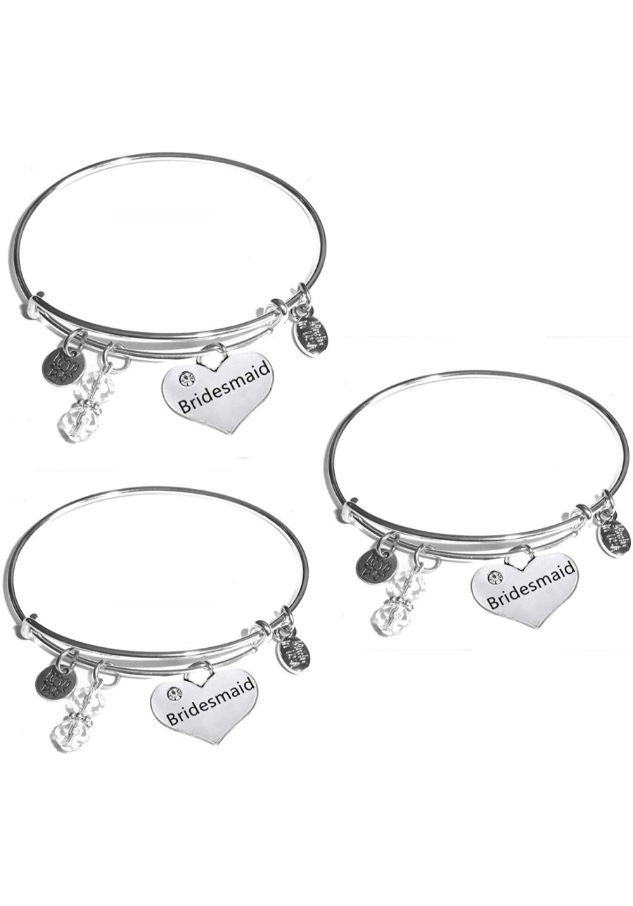 Women's Made In USA Stainless Steel Message Charm Expandable Wire Bangle Bracelet Popular Stylish and Trendy Arrives in a Gif...