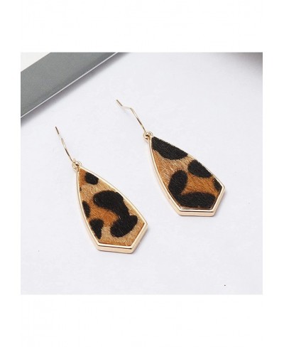 Leather Earrings Vintage Leopard Printed Dangle Earrings Lightweight Drop Earrings Hypoallergenic Bohemian Fashion Jewelry Wo...