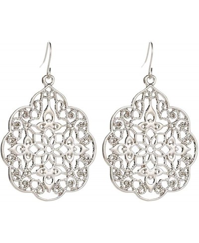 Sterling Silver Filigree Dangle Drop Chandelier Earrings For Sensitive Ears $14.17 Drop & Dangle