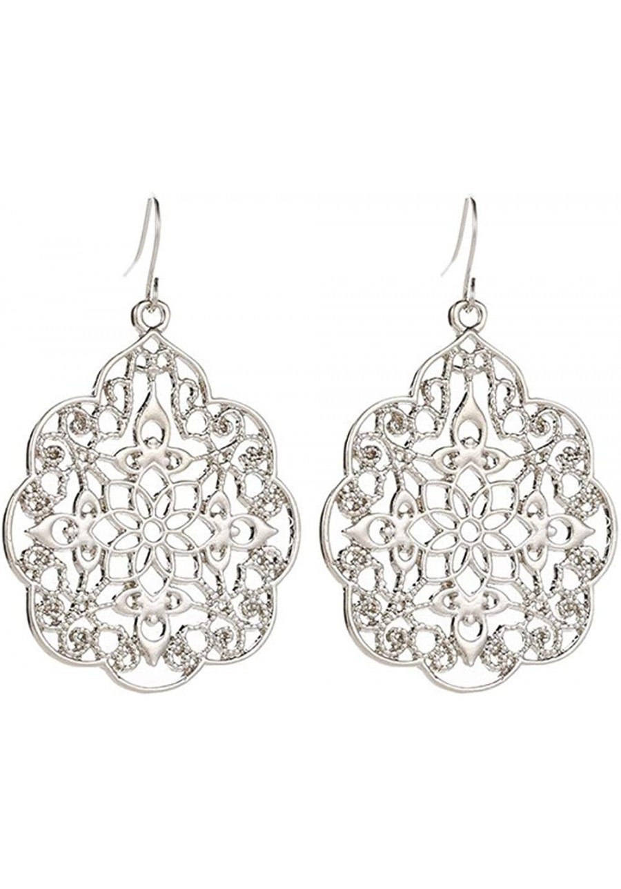 Sterling Silver Filigree Dangle Drop Chandelier Earrings For Sensitive Ears $14.17 Drop & Dangle