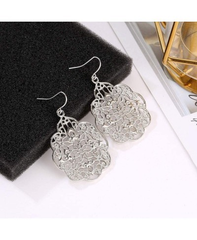 Sterling Silver Filigree Dangle Drop Chandelier Earrings For Sensitive Ears $14.17 Drop & Dangle