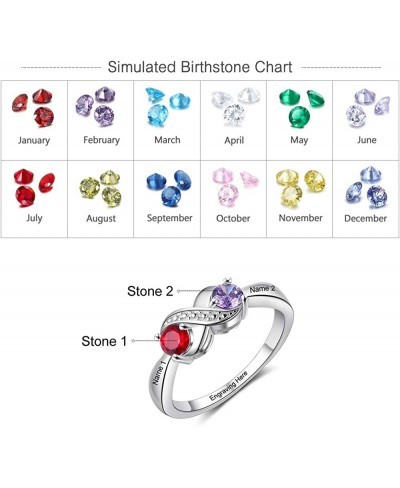 Personalized Simulated Birthstone Rings for Women Custom Engraved 1-4 Family Names Anniversary Ring for Mothers Personalized ...