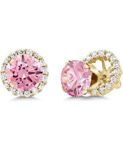 3.00 Ct Round Pink Zirconia 925 Yellow Gold Plated Silver Earrings $43.88 Earring Jackets