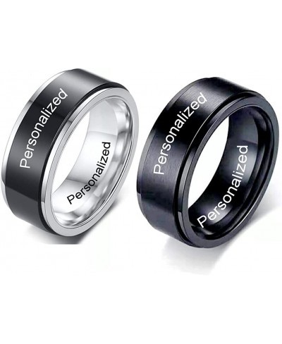 Personalized Ring for Men Women Unisex Spinner Rings Inside Can Engraved Custom Promise Wedding Engagement Rings Black Silver...