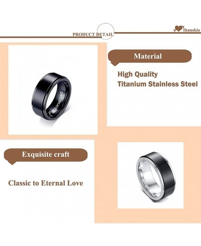 Personalized Ring for Men Women Unisex Spinner Rings Inside Can Engraved Custom Promise Wedding Engagement Rings Black Silver...