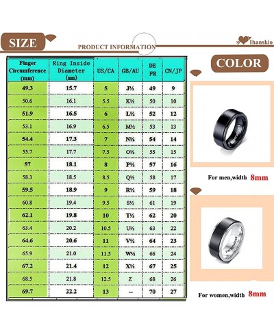 Personalized Ring for Men Women Unisex Spinner Rings Inside Can Engraved Custom Promise Wedding Engagement Rings Black Silver...