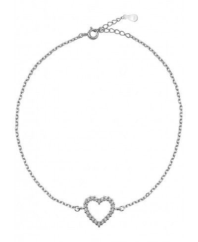 Women's Bracelet 925 Silver - with Zirconia Stones - Heart Pendant - 30020 $11.86 Link