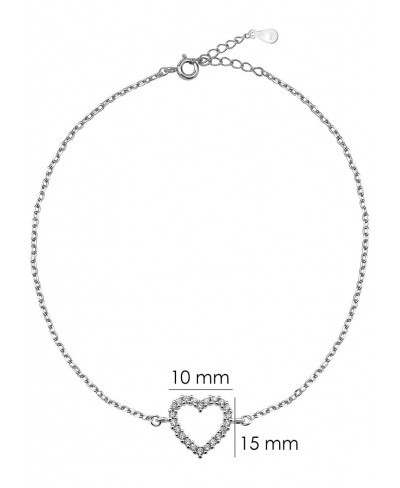 Women's Bracelet 925 Silver - with Zirconia Stones - Heart Pendant - 30020 $11.86 Link