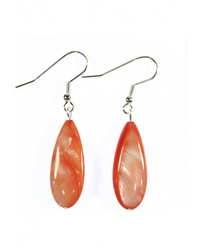 Coral Island Drops Shimmering Coral Color Mother-of-pearl Earrings $17.81 Drop & Dangle