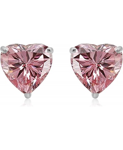 Heart Stud Earrings with 6MM Cubic Zirconia in 10K White Gold $33.16 Stud