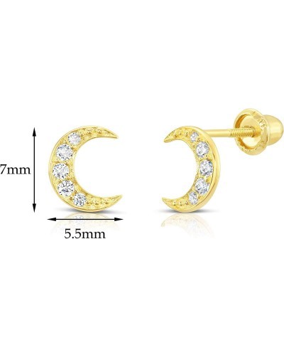 10k Yellow Gold Tiny Moon Crescent CZ Stud Earrings with Screw-Backs $37.40 Stud