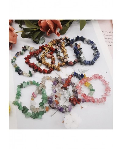 20 PCS Natural Gemstone Bracelets Chakra Crystal Healing Irregular Chips Beads Stretch Bracelets for Women Align Chakras/Conq...