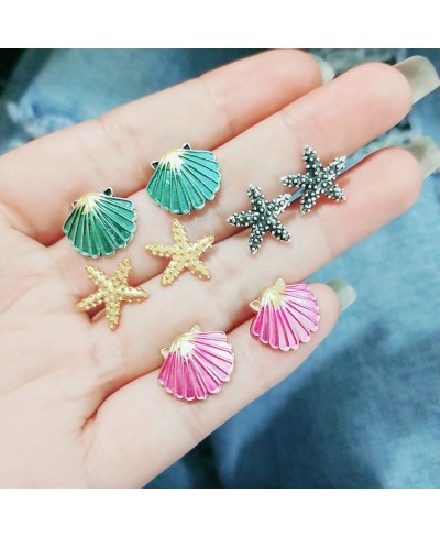 4 Pairs Boho Women Starfish Shell Stud Earrings Set Summer Jewelry Accessories - Mixed Color $6.96 Stud