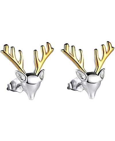 14K Silver Plated elk Yellow Antler Stud Earrings $13.74 Stud