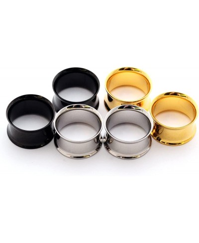 Set of 3 Pairs Steel Double Flare Tunnels - 7/16" - 11mm - (Gold Black Steel) $12.82 Piercing Jewelry