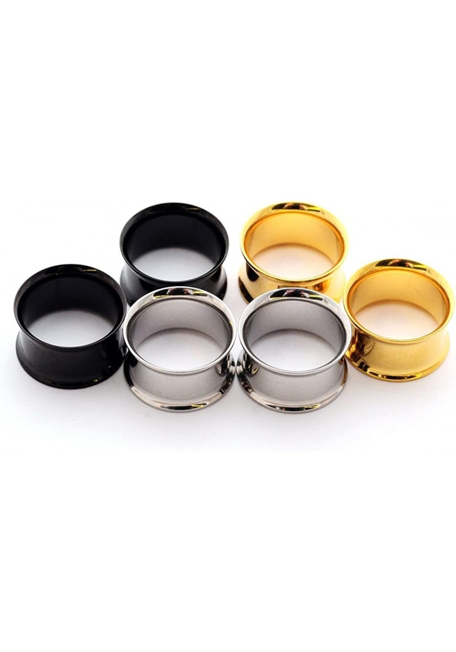 Set of 3 Pairs Steel Double Flare Tunnels - 7/16" - 11mm - (Gold Black Steel) $12.82 Piercing Jewelry