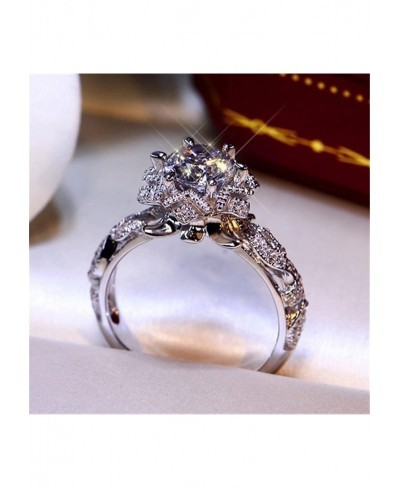 Engagement Wedding Ring Set Silve/Rose Gold Princess Cut Bridal Set Engagement Wedding Ring Bands With Cubic Zirconia $16.01 ...