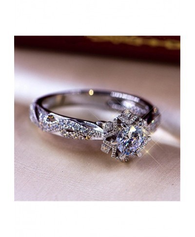 Engagement Wedding Ring Set Silve/Rose Gold Princess Cut Bridal Set Engagement Wedding Ring Bands With Cubic Zirconia $16.01 ...